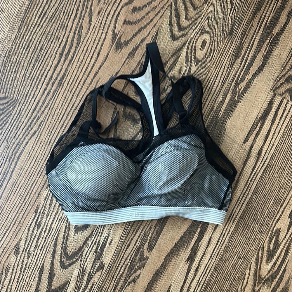 Victoria Secret Black Mesh & Gray Sports Bra Women Net 36B